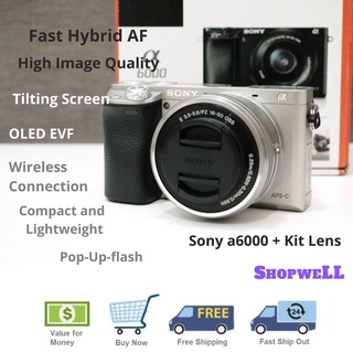 Sony a6000 with 16-50mm OSS kit lens Silver Unit Digital APSC Mirrorless Camera - Used Kamera Set
