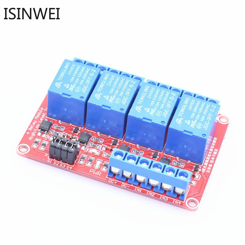 4 Channel 5V 12V 24V Relay Module Board Shield with Optocoupler Support High and Low Level Trigger for Arduino