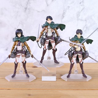 PVC Figma Levi Eren Mikasa Ackerman Action Figure Anime Attack on Titan Assemble Movable Figurine Model Toy Collections Gift