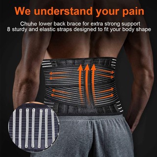CHUHE 8 springs Lower Back Brace and Support Belt,Breathable Mesh Dual Adjustable Straps for Back Pain & Stress Relief