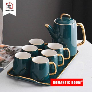 Noble Ceramics Tea Mugs, Coffee cup set, Afternoon Tea Set， ceramic, multi-color, with tray