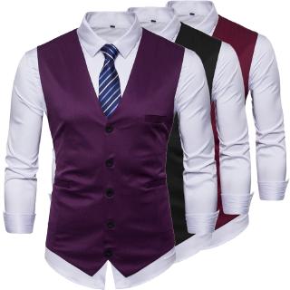 New Fashion Men Suit Vest Formal Waistcoat Dark Grain Business Vest Casual Sleeveless Jacket