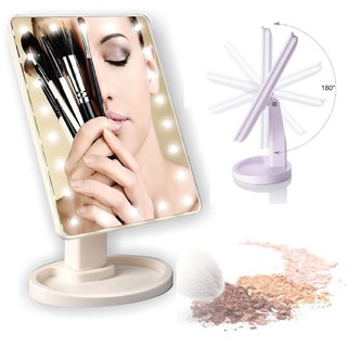 16 LED Travel Mirror Makeup Cosmetic Light Touch Screen Vanity Adjust/Cermin Solekan LED