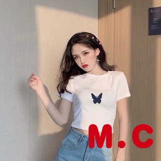 ❤Ready stock❤S-XL【Midriff-BaringTT-shirt】 Cotton Short-SleeveTWomen's Korean-Style Slim-Fit Undershirt Short Top Summer High Waist Navel Top Women Crop Top Midriff Short-Sleeve Top -Style Fashion Was Thin 5dNU