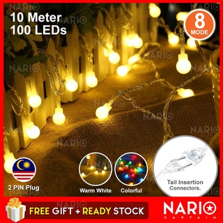 NARIO 100 LED 10M Globe Ball Shape 8 Mode Backdrop Fairy Light Home DIY Christmas Party Wedding Decoration Curtain