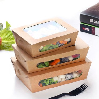Kraft paper packaging box disposable snack box fruit salad takeaway lunch box100