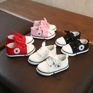 🍒 Lifetime 🏝 Children Canvas Soft Bottom Stars Print Solid Color Casual Shoes kasut