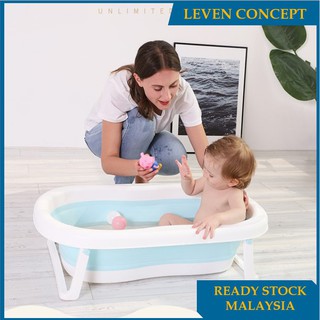 【Ready Stock】Foldable Baby Bath Tub Mum Helper Folding New Born Support【Option】Cute Bath Bed 【Option】Digital Thermometer