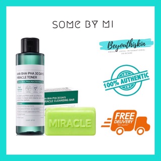 COMBO TRIAL PACK AHA BHA PHA MIRACLE TONER SOME BY MI (TONER+ CLEANSING BAR)