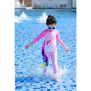 Swimming Swimsuit kids swimming swimwear baju renang lengan panjang muslimah pony