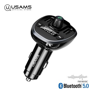 【Ready Stock】USAMS Dual USB Wireless FM Transmitter Car Charger Bluetooth 5.0 & 3.4A Output with Digital Display for Music & Call