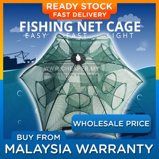 ⭐LOCAL STOCK⭐Automatic Fishing Net Cage Portable Nylon Fishing Mesh Net Fish Shrimp