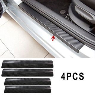 4pcs Auto Doors Welcome Pedal Carbon Fiber Sticker Anti-Scratch Protective Strip