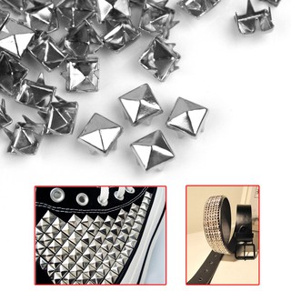 100 Silver 6mm Pyramid Studs Spots Punk Rock Nailheads Spikes Bag Shoes Craft
