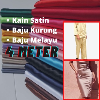 4 METER ⚡ Plain Satin Charmuse Silk 45" Plain Satin Fabric Cloth / Kain Satin Plain Bidang 45"
