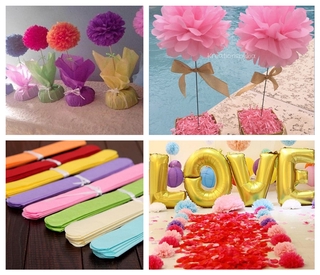 [Ready Stock]30cm (12 Inch) DIY Tissue Paper Flower Pom Poms Ball Party Wedding Room Decoration Hanging Garland