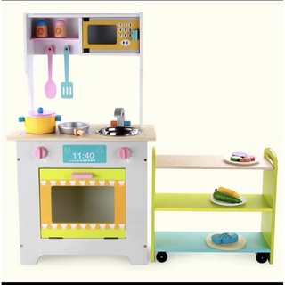 [Msia READY STOCK] Wooden Kitchen Play Set Playset + FULL UTENSILS SET Permainan Mainan Dapur Kanak kanak