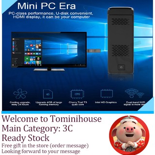 [Ready Stock]Core + Quad Stick 100-240V Wireless Win10 64GB Mini Intel Z83504 Computer PC