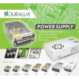 DURALUX POWER SUPPLY-ALARM, CCTV AND LED 12V 3.2A,5A,10A,15A,20A,30A (1)
