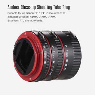 Andoer Portable Auto Focus AF Macro Extension Tube Adapter Ring (13mm +21mm +31mm) for Canon EOS EF EF-S Mount Lens for Canon 60D 7D 5D II 550D