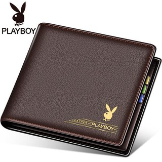 Playboy Men Purse PU Leather Short Wallet Casual Business Man Card Photo Holder