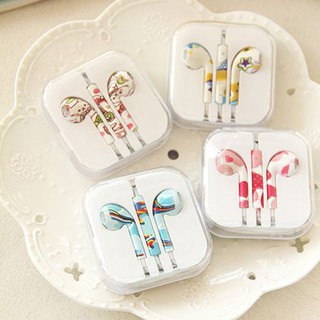【Sevan】 Pattern Printing Portable 3.5mm In-Ear Wired Earphone with Microphone for iPhone Samsung LG - Random