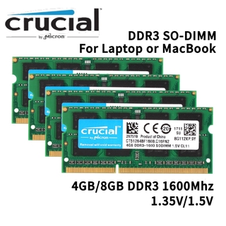 Ready Stock Crucial Laptop DDR3 SO-DIMM RAM 1.35V 4GB 8GB DDR3 1600Mhz port memory RAM For Laptop Macbook DDR3 1600Mhz SODIMM RAM