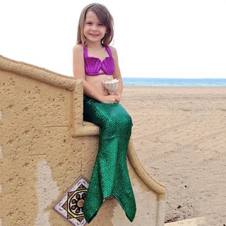 Kids Girls Fancy Mermaid Tail Bikini Set Swimwear Swimsuit
