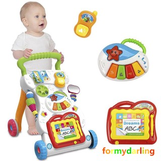 【40RM free shiping】4 in 1 Baby Walker Multifunctional Toddler Push Music Wal Toddlerwith Adjustable Screw