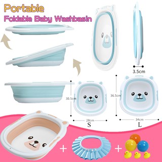 Portable Baby Folding Basin Non-toxic Silicone Washbasin Children Foldable Bath Tub Infant Toiletries Bathroom Supplies