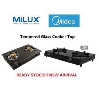 Midea Milux Tempered Glass Cooker Top Gas Cooker MSG-6160/ Dapur Tempered Glass MGS-T211G