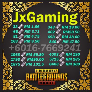 PUBG Mobile (MY) 163|340|482|690|840 Unknown Cash/UC Top Up [iOS/Andriod] (1)