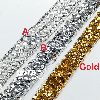 1meter Iron-on Rhinestones Trimmings / Hot Fix Kristal Lace (1)