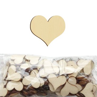 100pcs Heart Shaped Wooden Slices Wedding DIY Crafts Photo Props Decorations