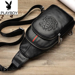 Playboy chest bag male Korean leather men bag shoulder bag shoulder bag casual small backpack messenger bag men bag