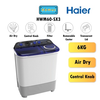 Haier Twin Tub Semi Auto Washing Machine (6KG) HWM60-SX3
