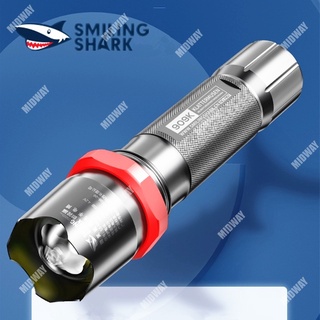 【Original】SMILING SHARK LED Anti-drop Flashlight Aluminum Alloy Zoomable Flashlight Waterproof Power Bank Tactical Outdoor Escape Flashlight