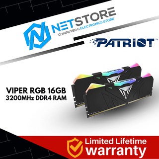 Patriot Viper RGB Series DDR4 16GB (2 x 8GB) 3200MHz Kit w/Black heats