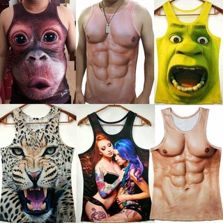 Funny orangutan 3d monkey sweat vest fat plus fat size muscle men's three-dimensional animal pattern sleeveless bottomin