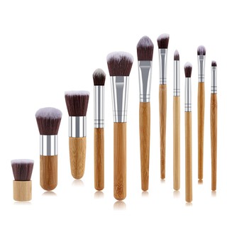 11pcs/set Nylon Fiber Bamboo Handle Makeup Brushes Set