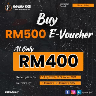20% Discount Empayar Besi RM500 e-voucher for only RM400(Pagar BRC)