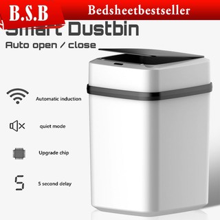 B.S.B Automatic Touchless Motion Sensor Electronic Dustbin Anti Odor Wide Open Kitchen Garbage Bag Rubbish Bin Trash Can