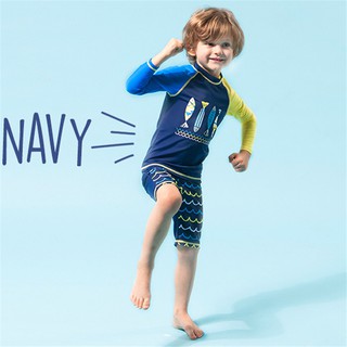 Boy Two Pieces Suit Swimwear Long Sleeve Children Swimsuit Baby Cool Swimsuit