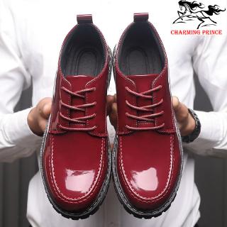 New Men Shiny Leather Shoes Men Casual Waterproof Loafers Men Party Formal Shoes for Student Tide Shoes