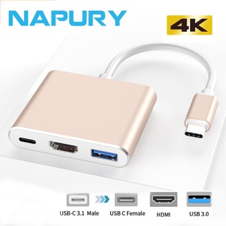 Type C To HDMI Adapter 3 In 1 USB C to HDMI Converter Adapter USB C Hub Thunderbolt 4K Type C HDMI Adapter Hub USB C to HDMI Splitter 4K Support HUAWEI Samsung Dex Mode USB-C Doce with PD for MacBook Pro/Air 2019 Adapter