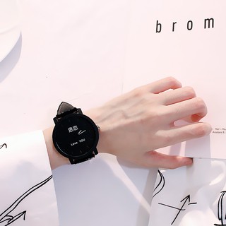 Fall in love, couple, watch, pair of students, big dial, casual black and white