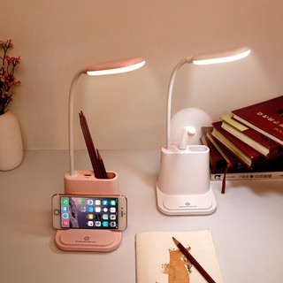 Pen Holder Phone Bracket USB Fan Protection Eye Table Lamp