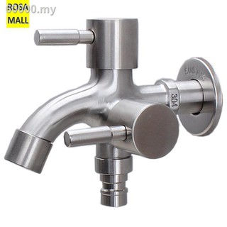 Rosa Mall 304 stainless steel faucet lengthened one into two out multi-function double-outlet washing machine
