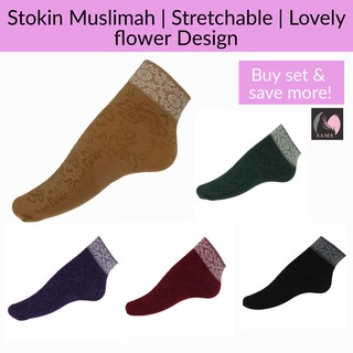 STOKIN KOTCHI [stokin bunga, stokin pendek, stokin selesa, socks ,ankle sock, women socks, flower sock, stokin muslimah]