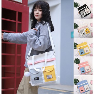Fashion Casual Canvas Women Tote Bag Large-Capacity Portable College Student Canvas Shoulder Bag